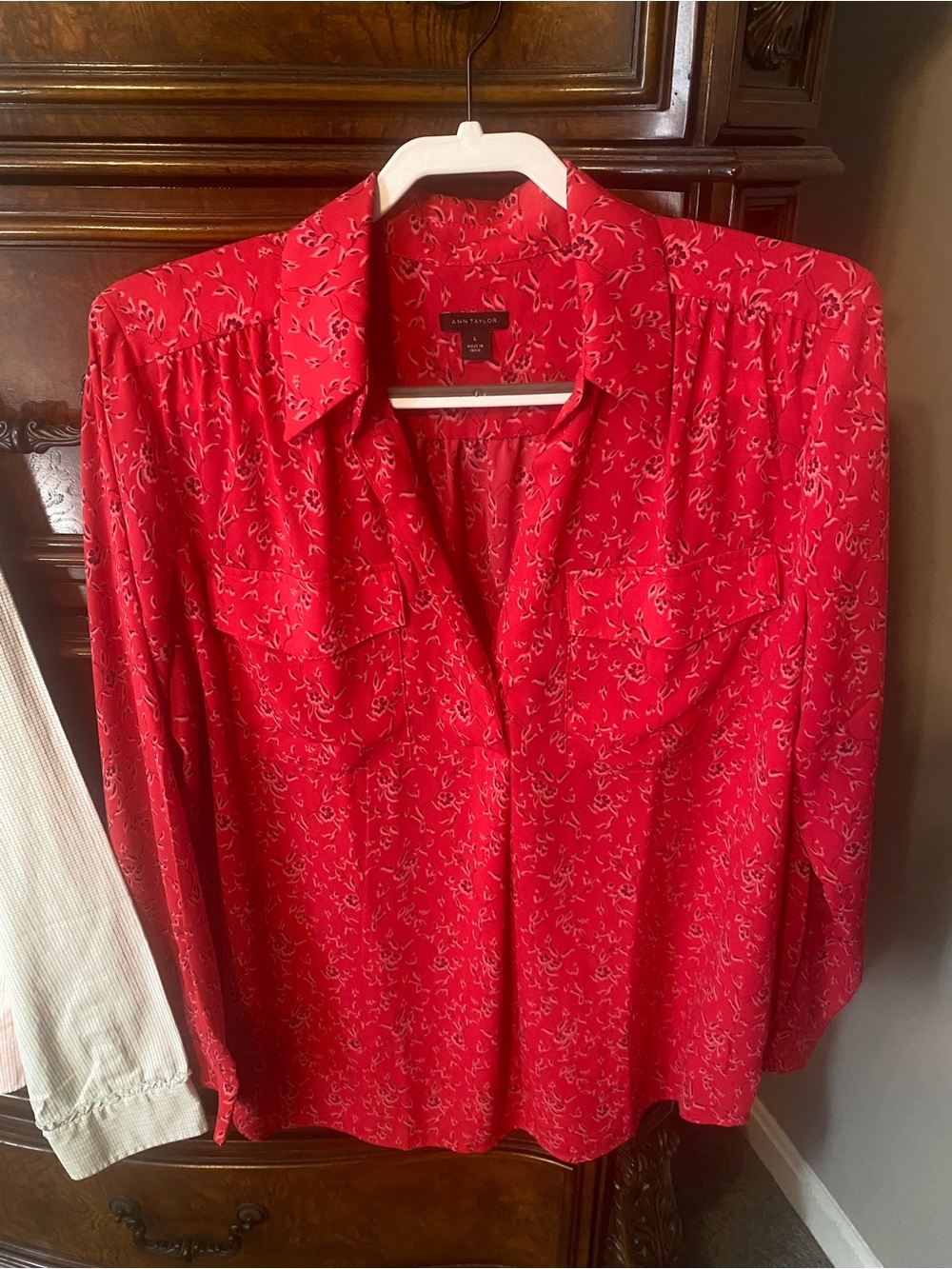 Ann Taylor floral camp popover blouse